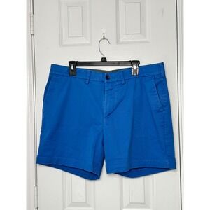Express Men Blue Chino Shorts Flat Front 6 Inch Inseam Casual Summer‎ Size 36